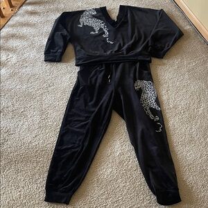 Black outfit with Leopard Design